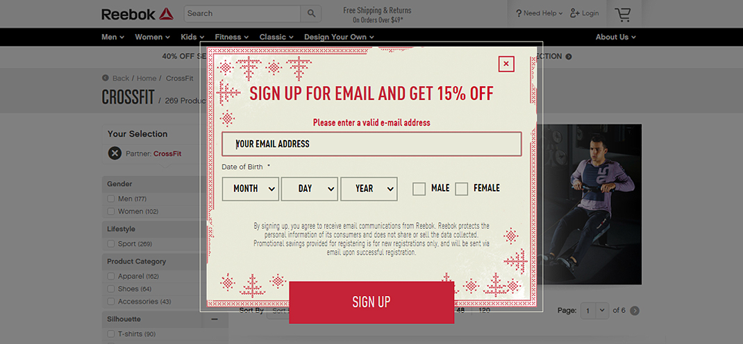 Popup Reebok Crossfit